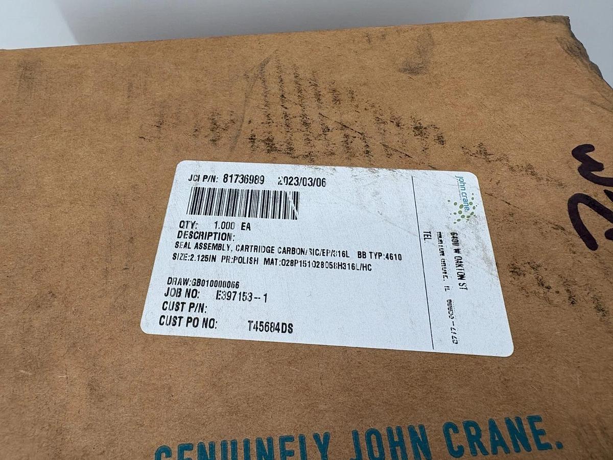 New John Crane Cartridge Seal Assembly 2.125" 4610 Carbon 316L 81736989