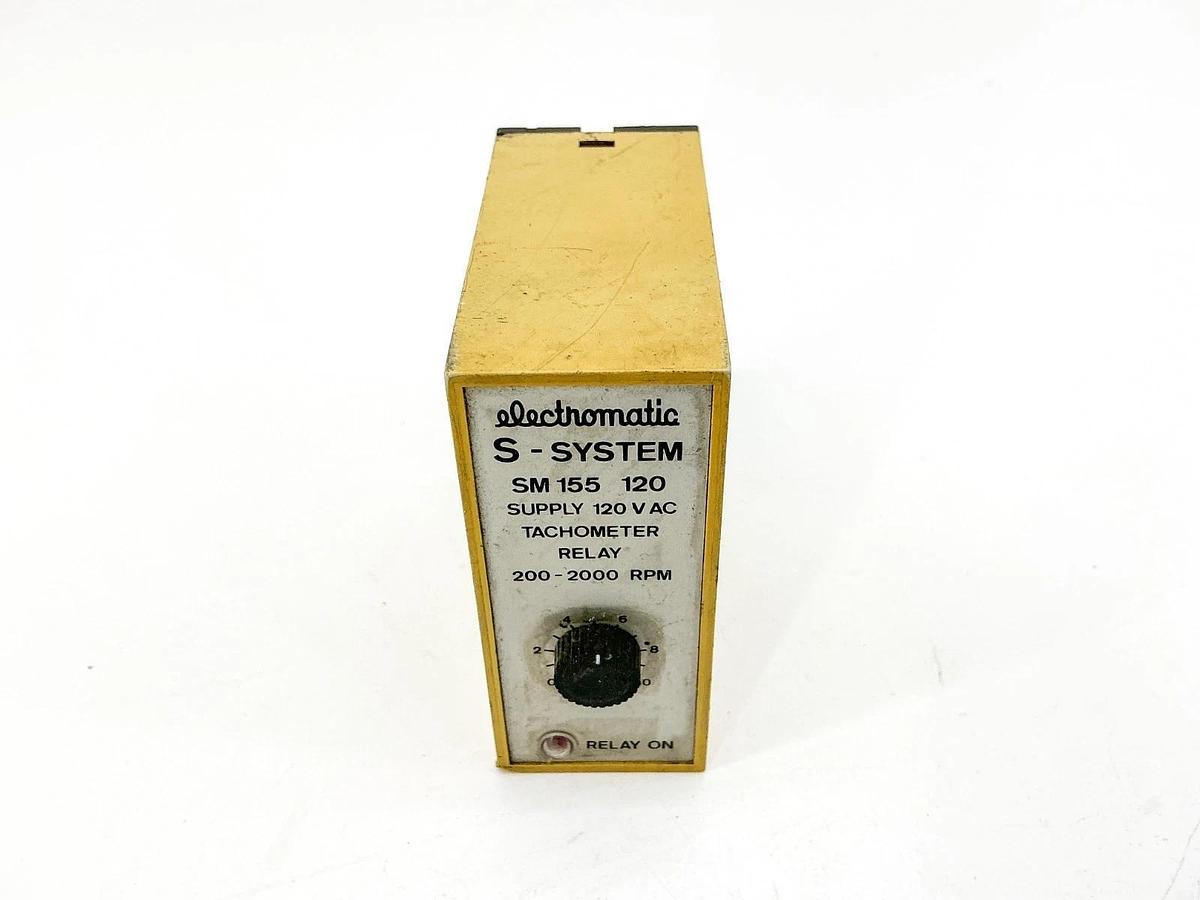 Used Electromatic SM155-120 Tachometer Relay 120VAC 200-2000RPM 10A 2W -No Box