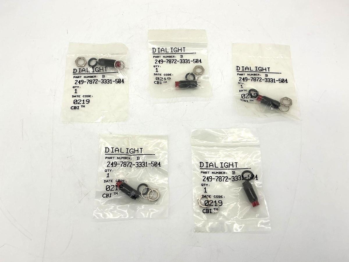 Lot of 5 Dialight 249-7872-3331-504F Panel Mount Indicators Red 2-Pin 28VDC
