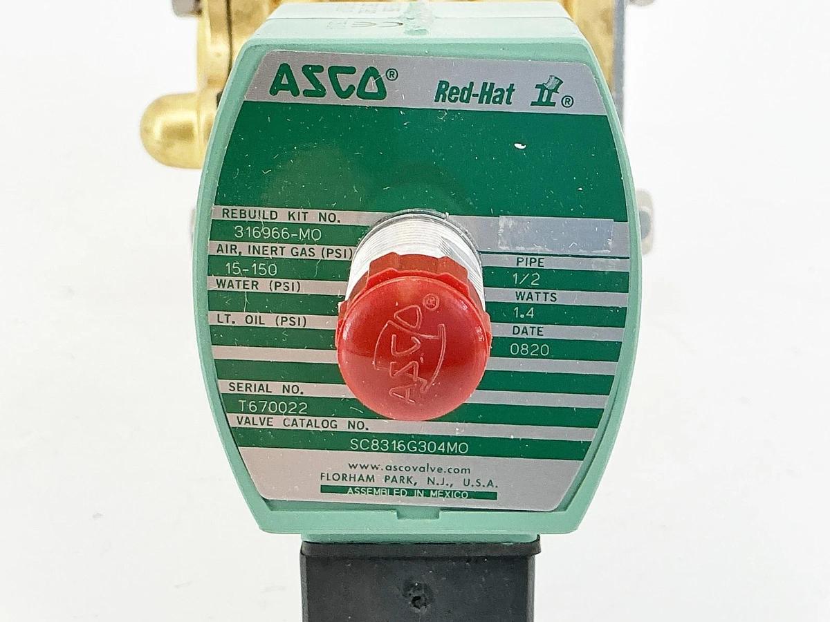 New Asco SC8316G304MO Solenoid Valve 150PSI 1/2" 1.4W 24VDC