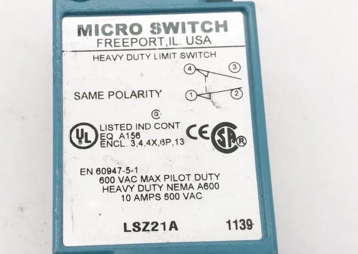 New Honeywell Microswitch LSZ21A Heavy Duty Limit Switch 10A 600VAC - No Box