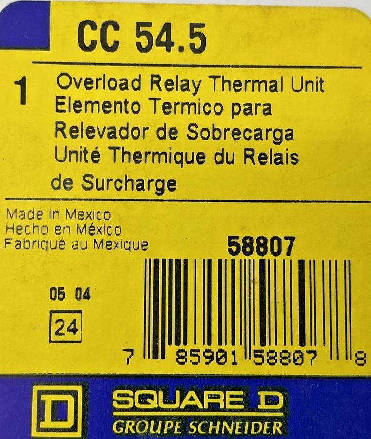 Lot of 3 New Square D CC54.5 Overload Relay Thermal Unit