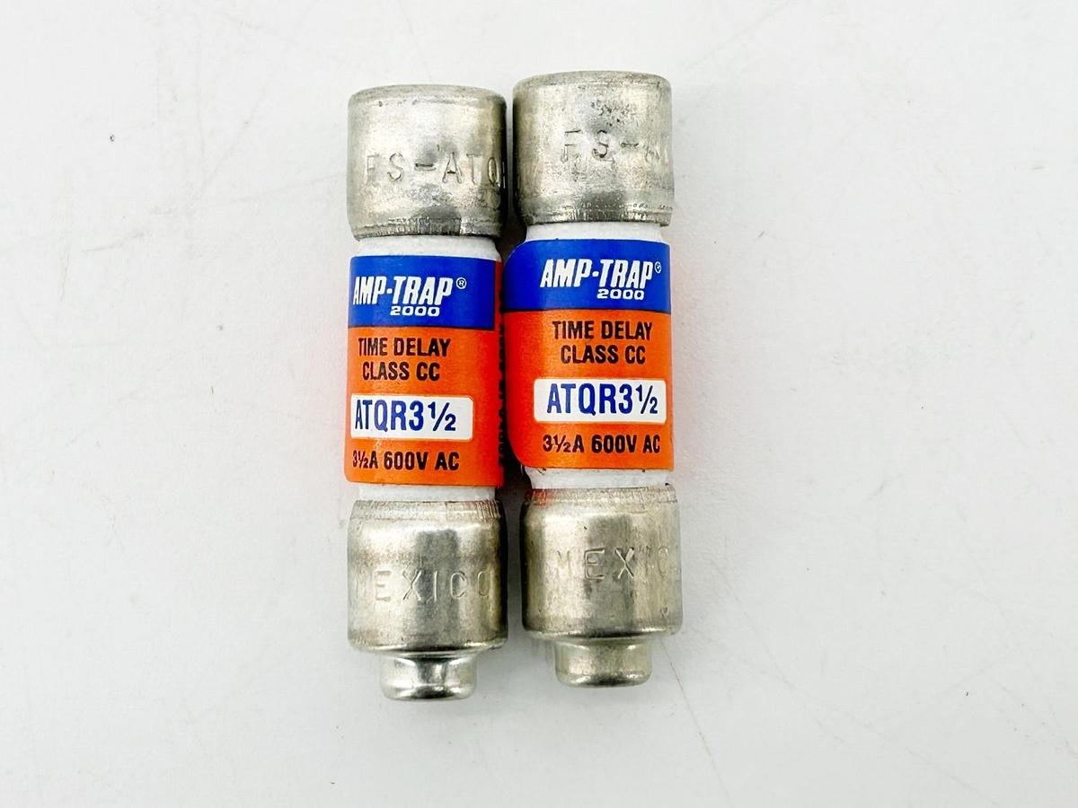 New Lot of 2 Gould ATQR3-1/2 Time Delay Fuse 3-1/2A 600V Class CC