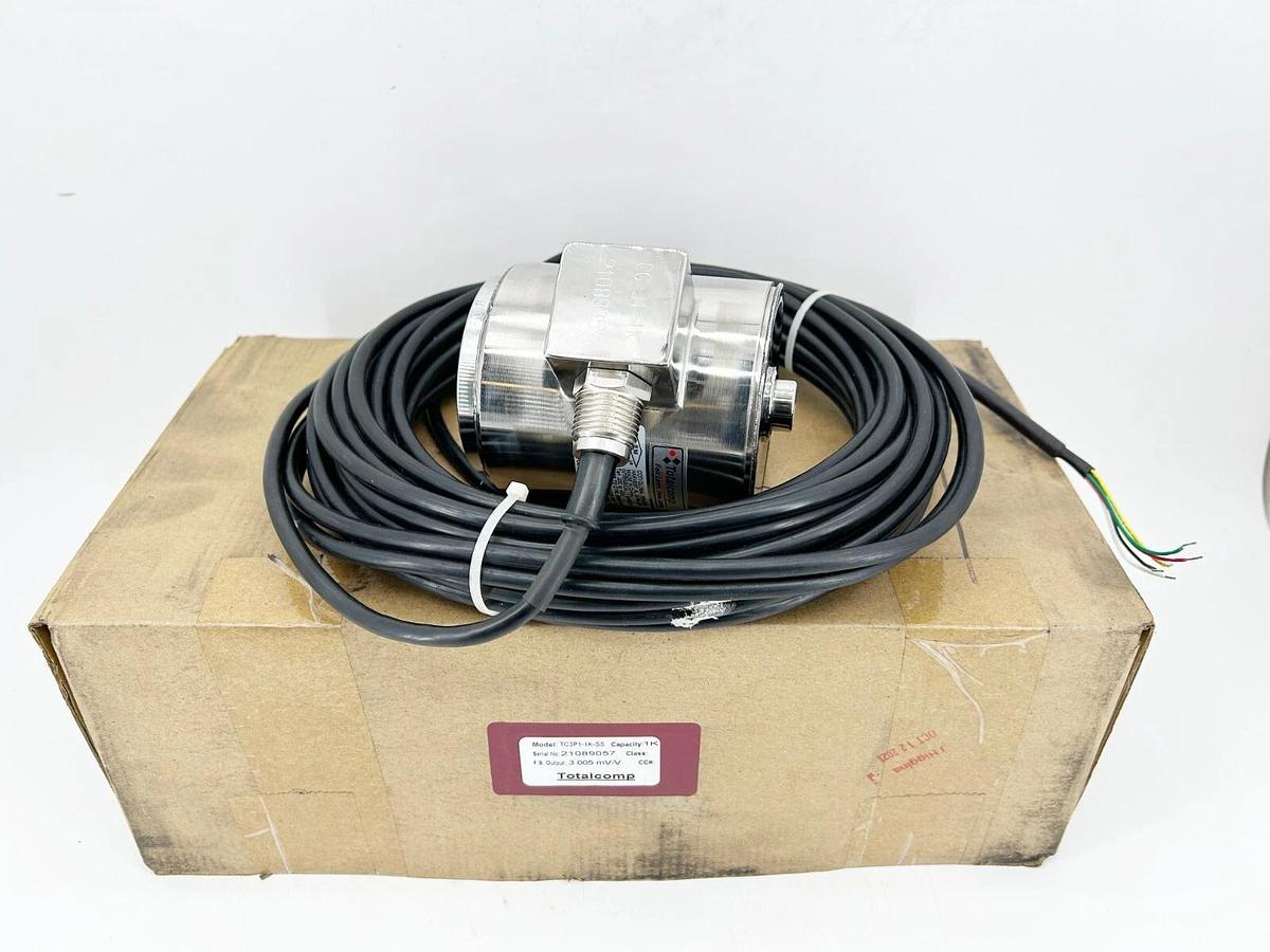 New Totalcomp TC3P1-1K-SS Canister Load Cell 1000LB Stainless Steel 30' Cable
