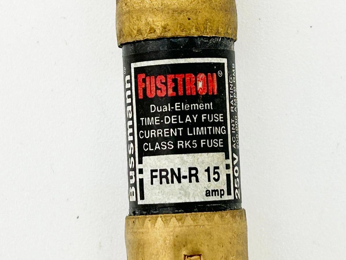 New Lot of 3 Bussmann FRN-R-15 Fusetron Dual Element Time Delay Fuse 15A 125VDC