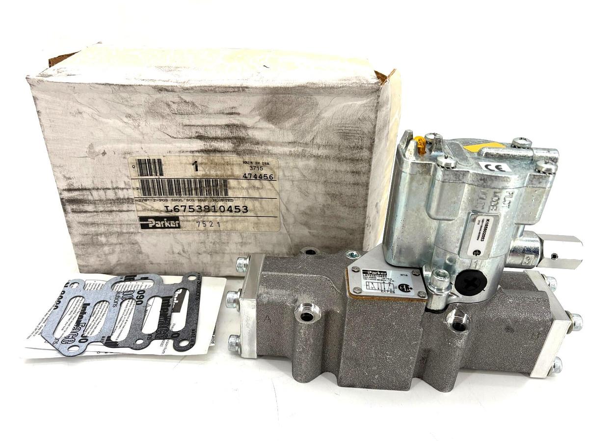 New Parker L6753810453 Single Solenoid Valve 3/8" 2-Position