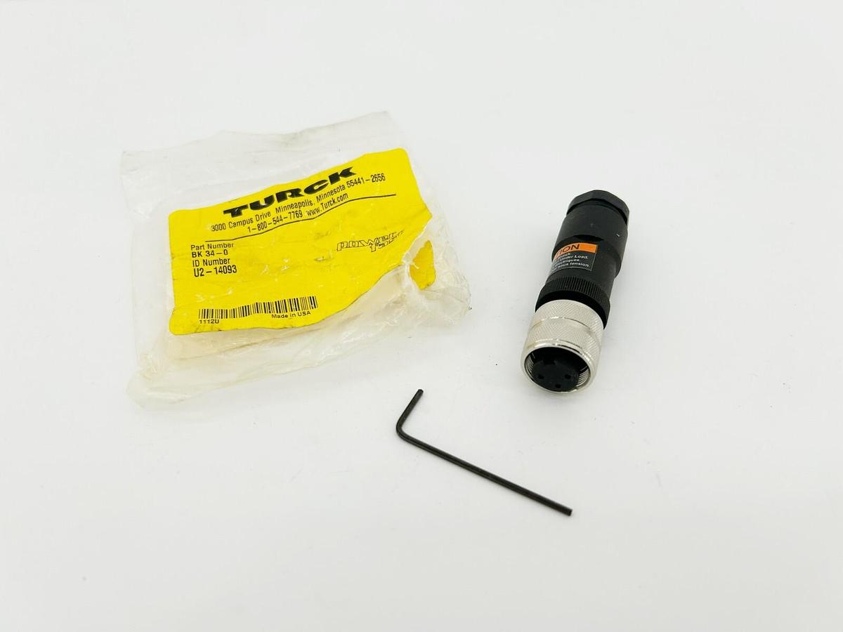 New Turck BK 34-0 Straight Female Field-Wireable M16 Connection 3-Pin U2-14093