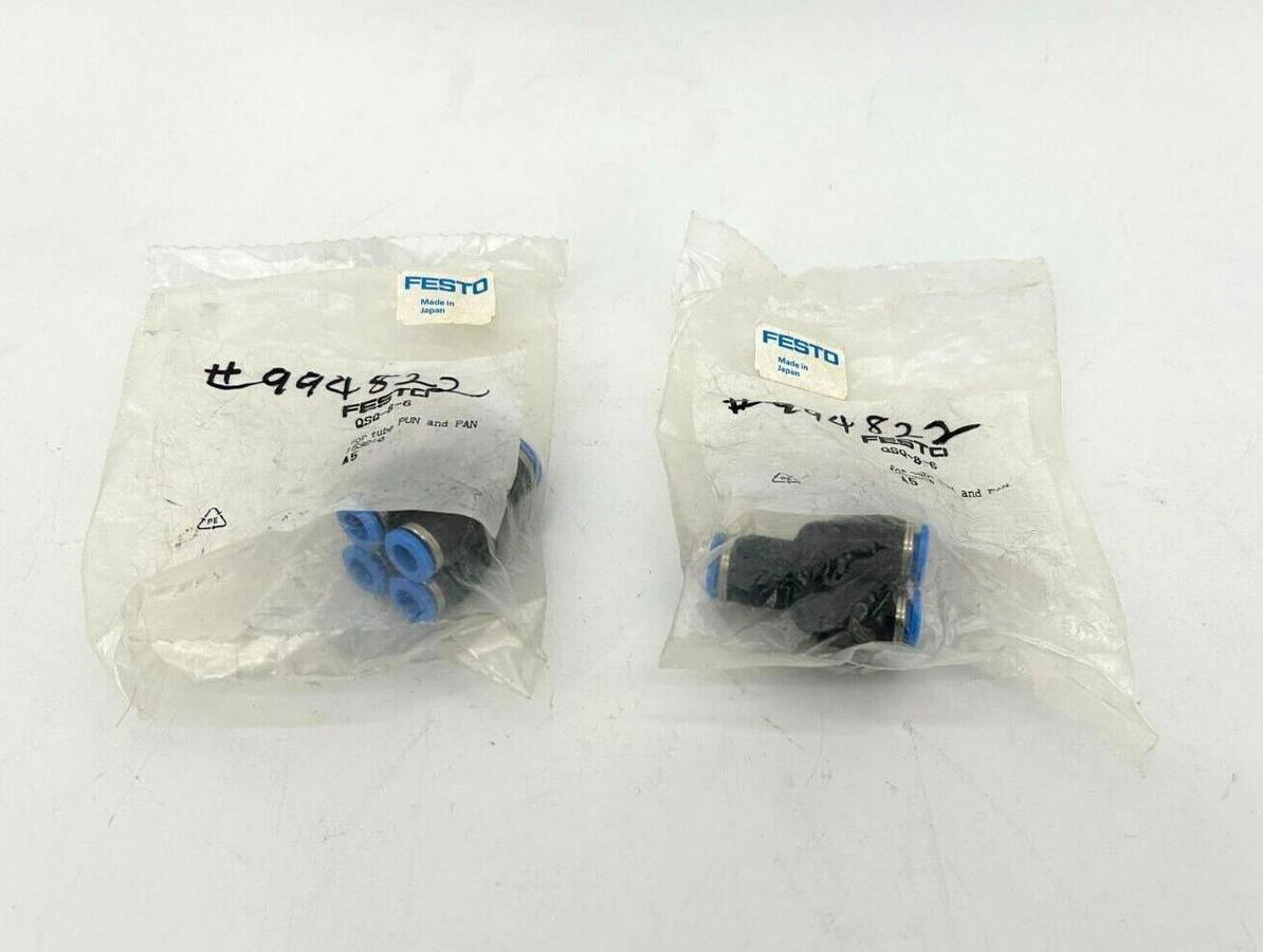 Lot of 2 New Festo QSQ-8-6 Fittings For Tube PUN and PAN, 153210