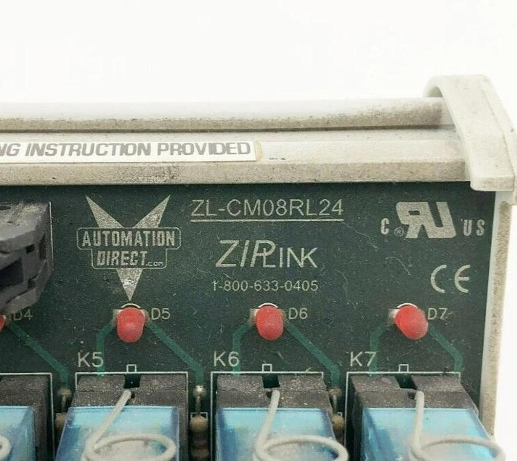 Used Automation Direct ZL-CM08RL24 Ziplink Relay Module 24VDC 8 Ch. 8 LED