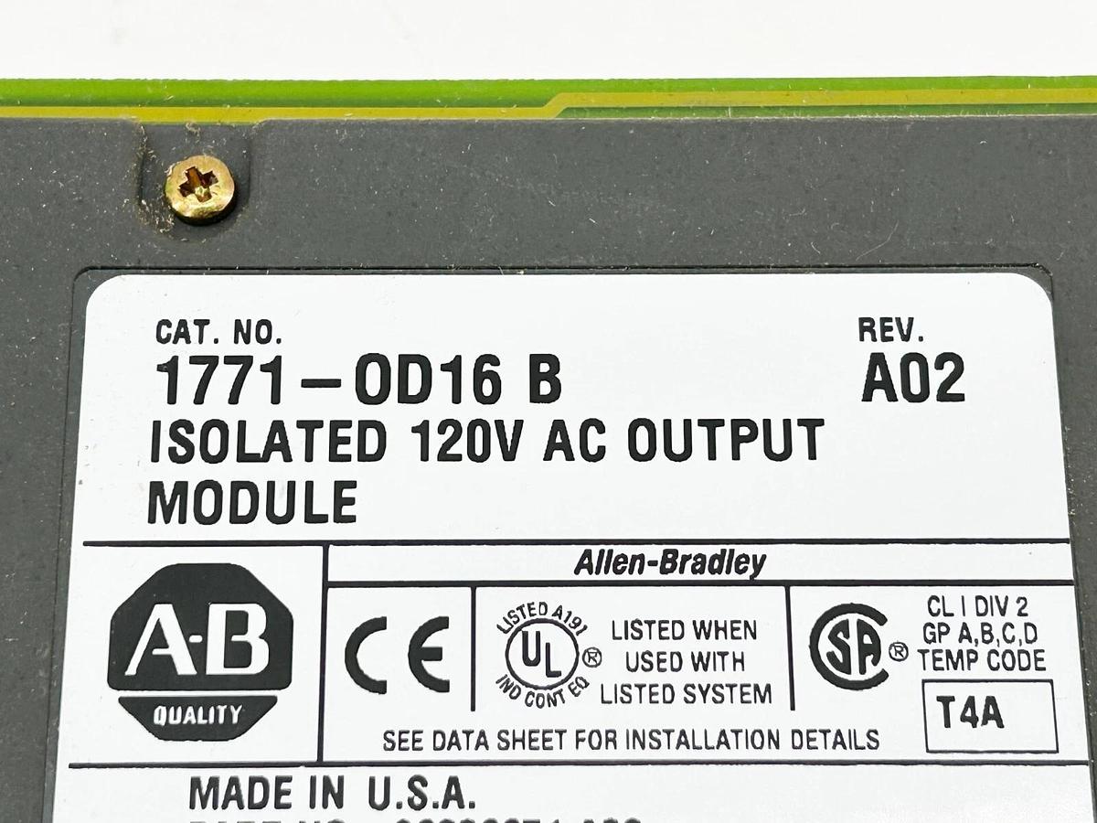Used Allen Bradley 1771-OD16 Output Module Isolated 120V AC 16 Point Digital