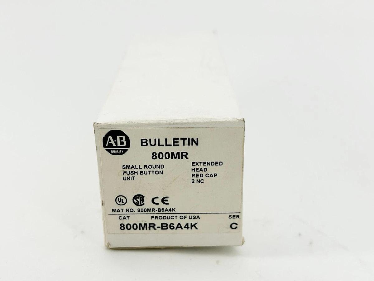 New Allen Bradley 800MR-B6A4K Pushbutton Momentary Contact Red Ser.C