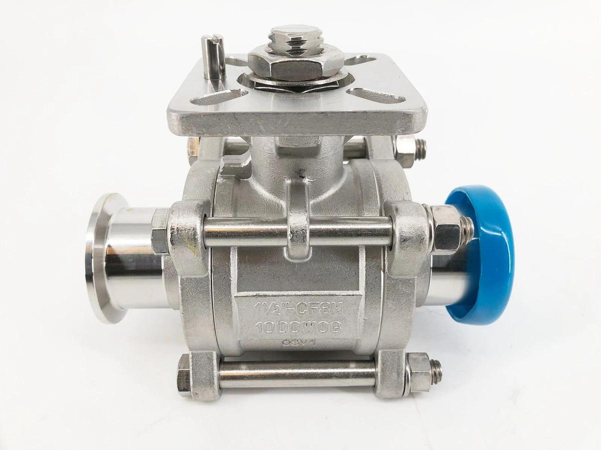 New Dixon 1-1/2" CF8M 1000WOG Tri-Clamp Ball Valve Stainless - No Box