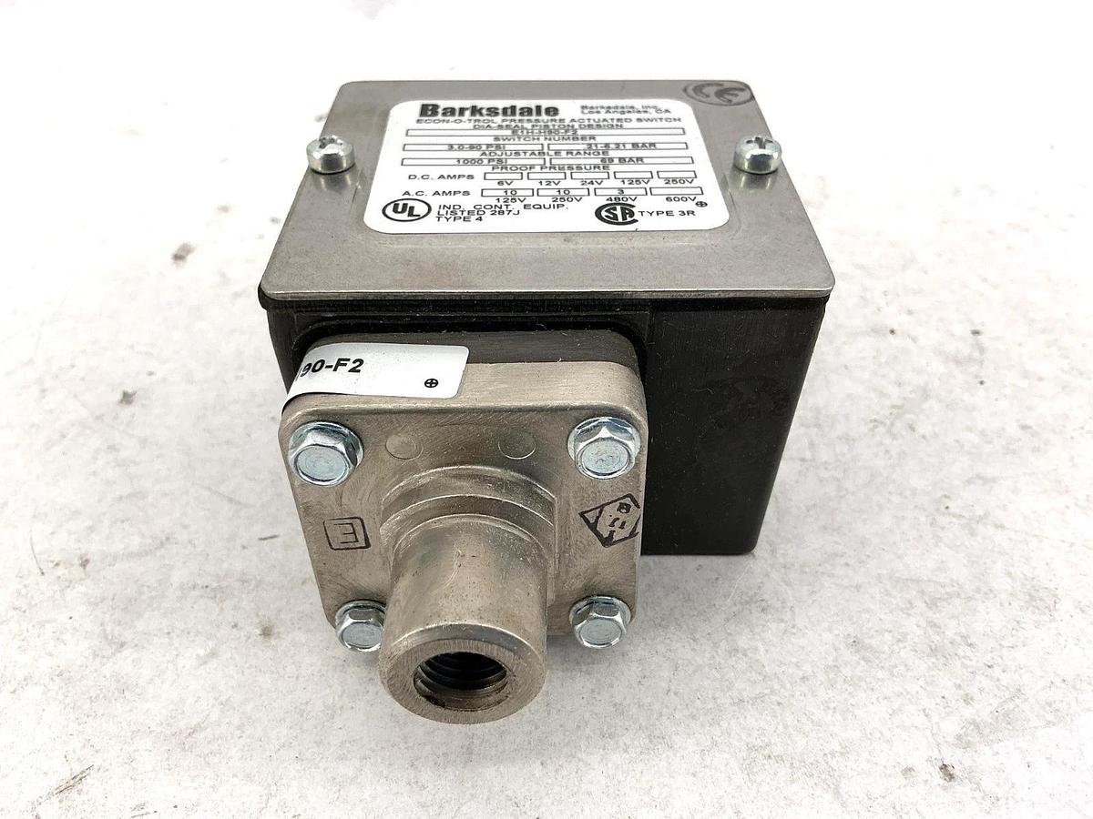 New Barksdale E1H-H90-F2 Pressure Switch 1000PSI .207-6.21 BAR 69.0 BAR 10A 600V