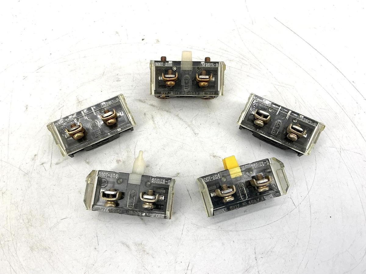 Used Lot of 5 Allen Bradley 800T-XD6 Ser B Mini Contact Block 1-NC 600VAC