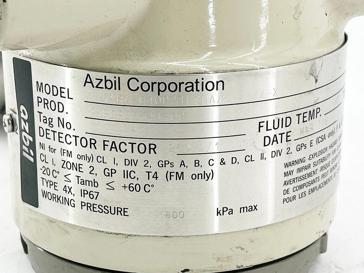Used Azbil Yanatake MTG18A-040P21LSDAAJT2-XX-X Electromagnetic Flow Meter 1600PSI