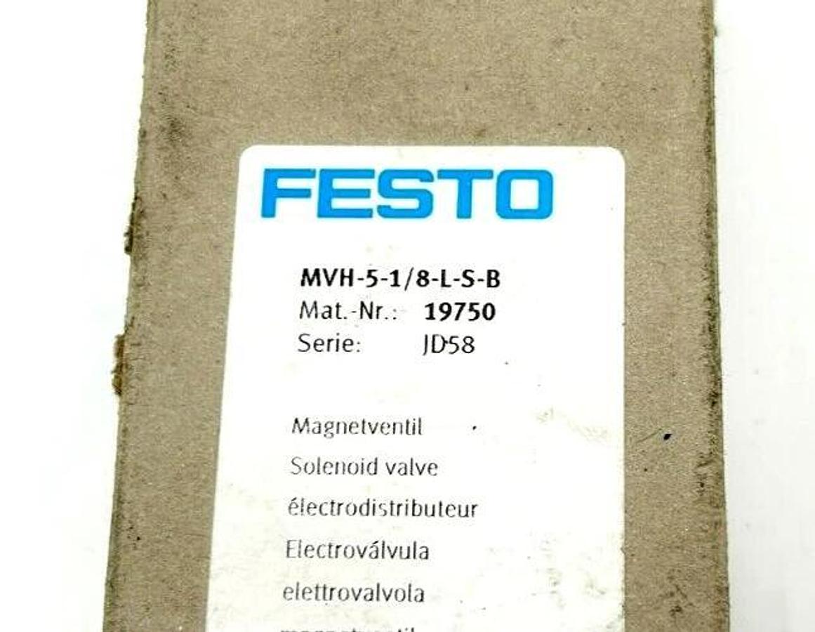 New Festo MVH-5-1/8-L-S-B Solenoid Valve, 24VDC, 19750