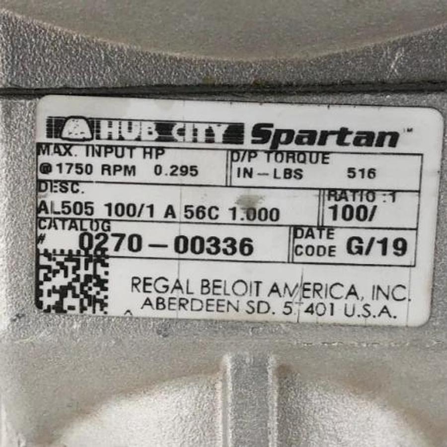 New Hub-City 0270-00336 Aluminum Worm Gear Drive 100:1 Ratio AL505 A 56C 1.000