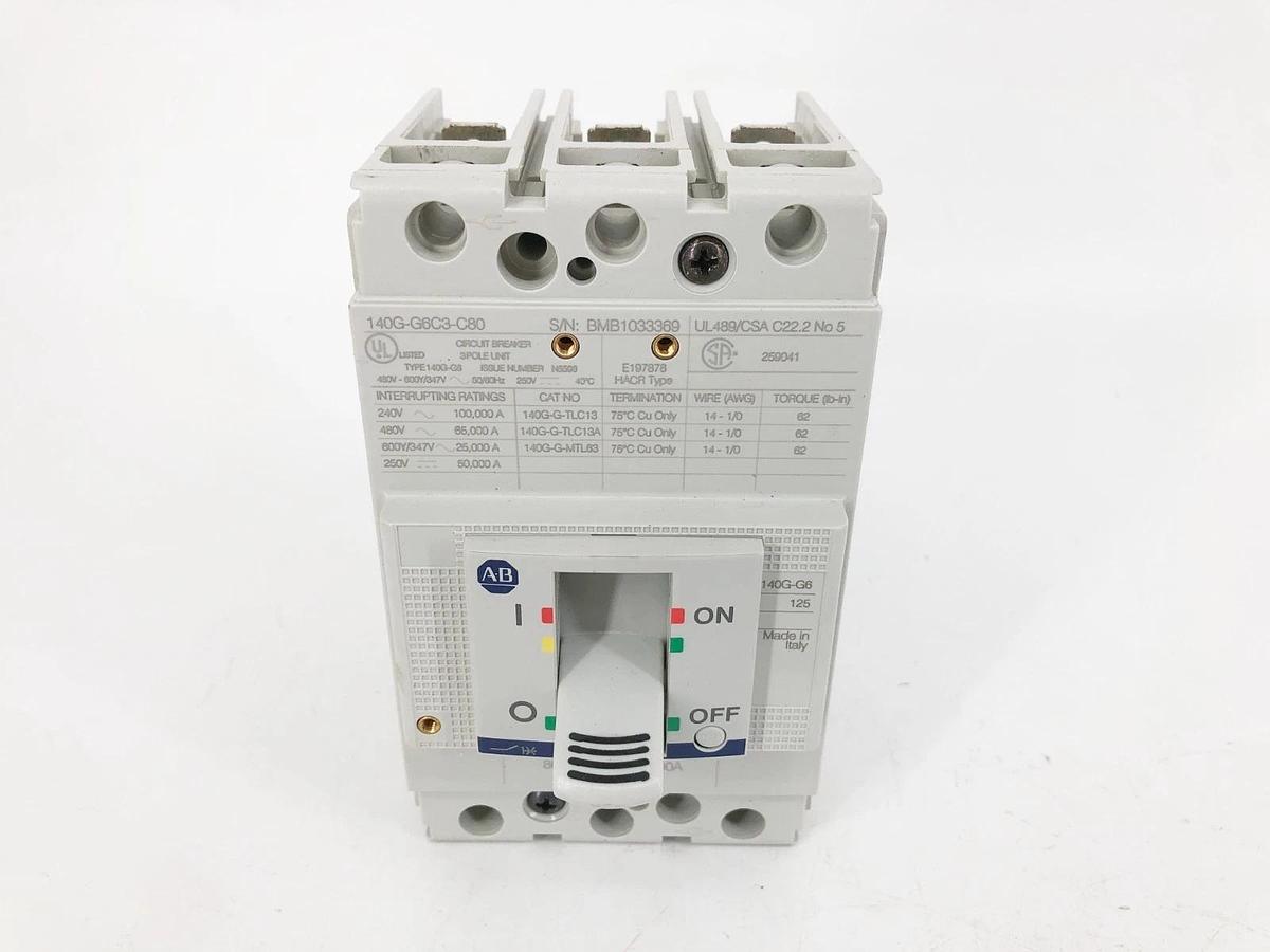 New Allen Bradley 140G-G6C3-C80 Circuit Breaker 80A 3P 480V - No Box