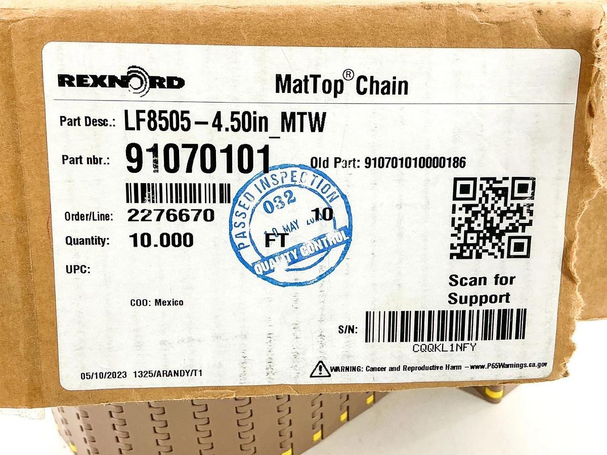 New Rexnord LF8505-4.50IN_MTW Matop Chain 4.5"W 10"L 91070101 910701010000186