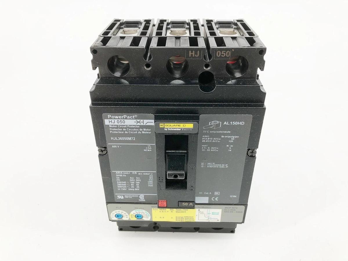 New Square D HJL36050M72 PowerPact Circuit Breaker 50A 600V 3P HJ 050