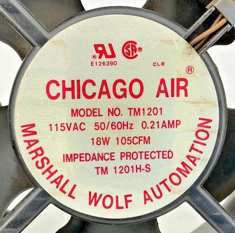 Used Chicago Air TM1201 Cooling Fan 18W 105CFM 0.21A 115VAC 50/60HZ TM-1201H-S