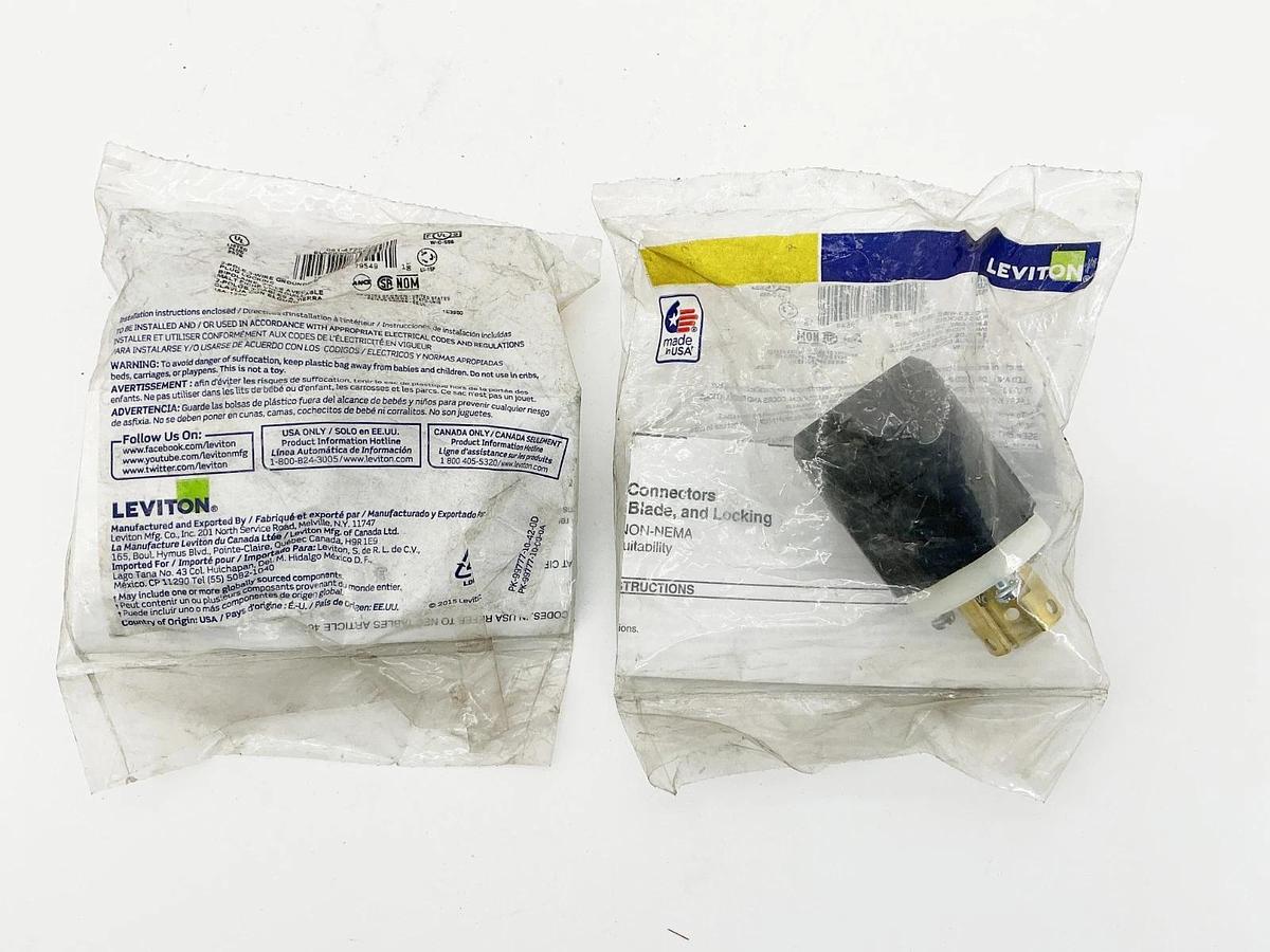 New Lot of 2 Leviton 061-4720-C Locking Plug 2P 3Wire 15A-125V