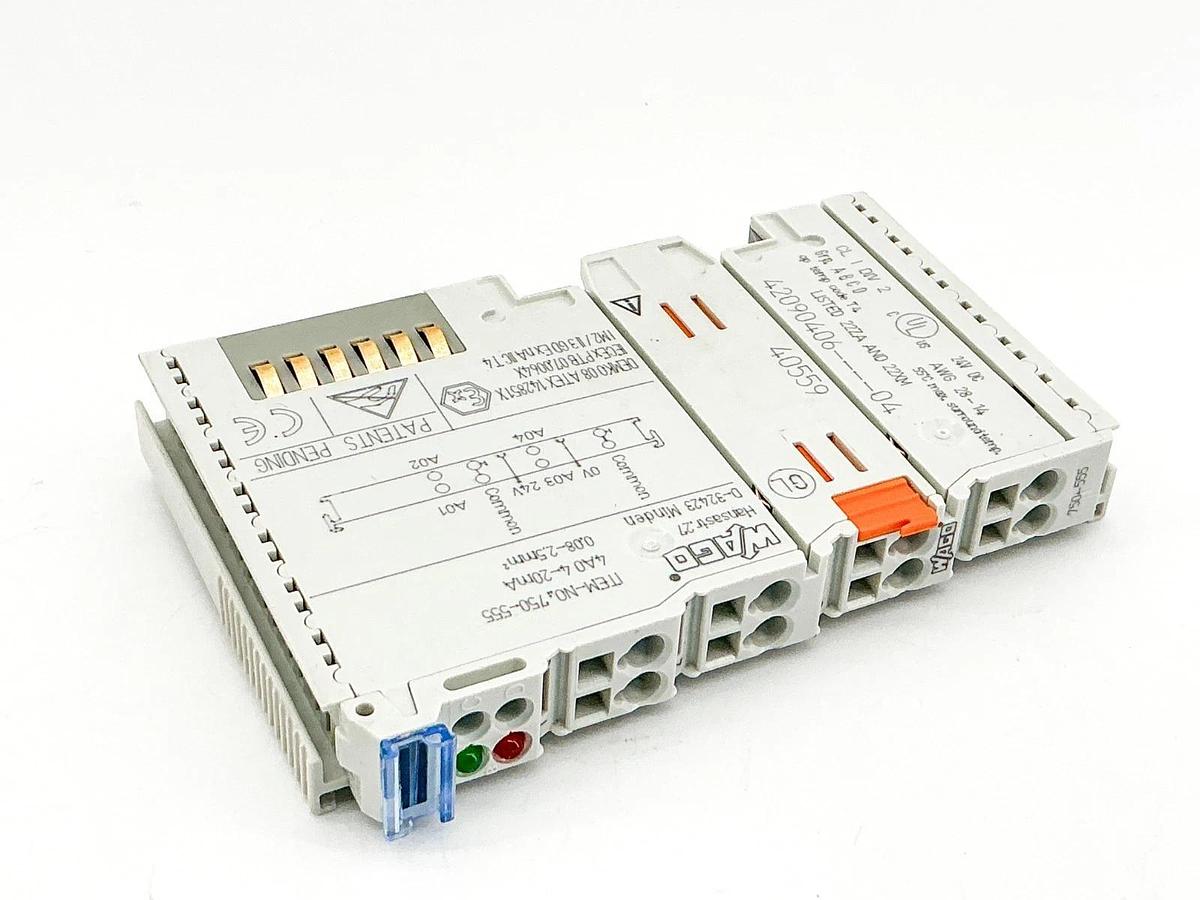 New Wago 750-555 4A0 Analog Output Module 4-20mA 24V D-32423 - No Box