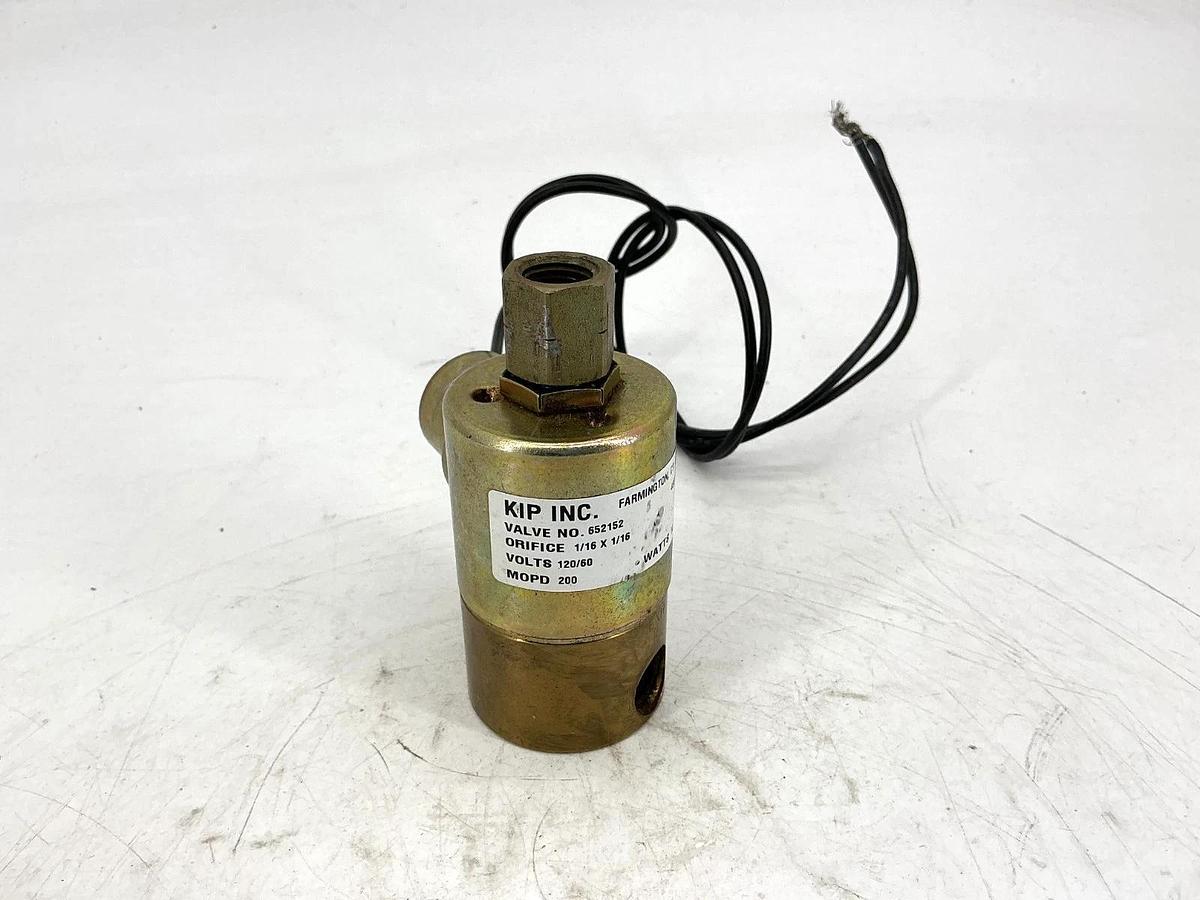 Used KIP Inc 652152 Solenoid Valve ORIFICE 1/16 X 1/16 MOPD 200 10Watts 120VAC 60HZ