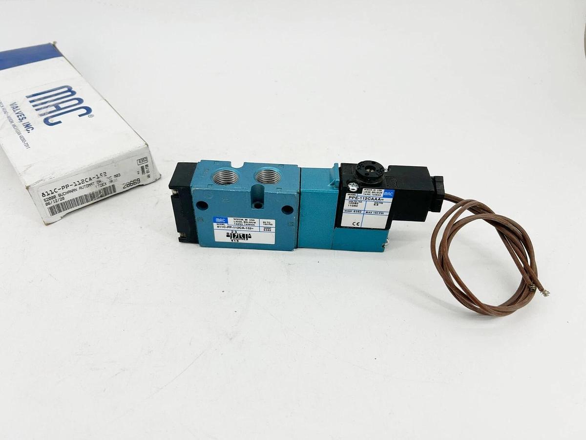 New MAC Valves 811C-PP-112CA-152 Solenoid Valve 120V 6.8W 20-150psi 28669