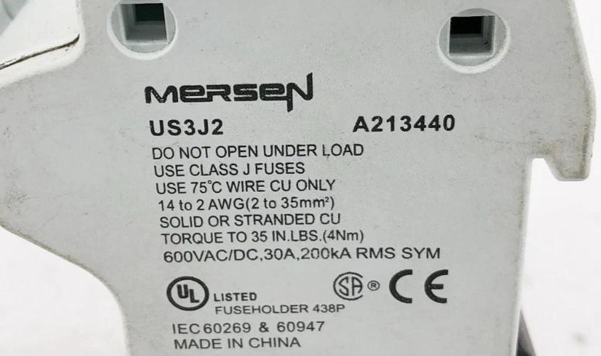 Used Lot of 4 Ferraz Shawmut US3J2 Fuse Holders 600VAC/DC 30A 2P Class J