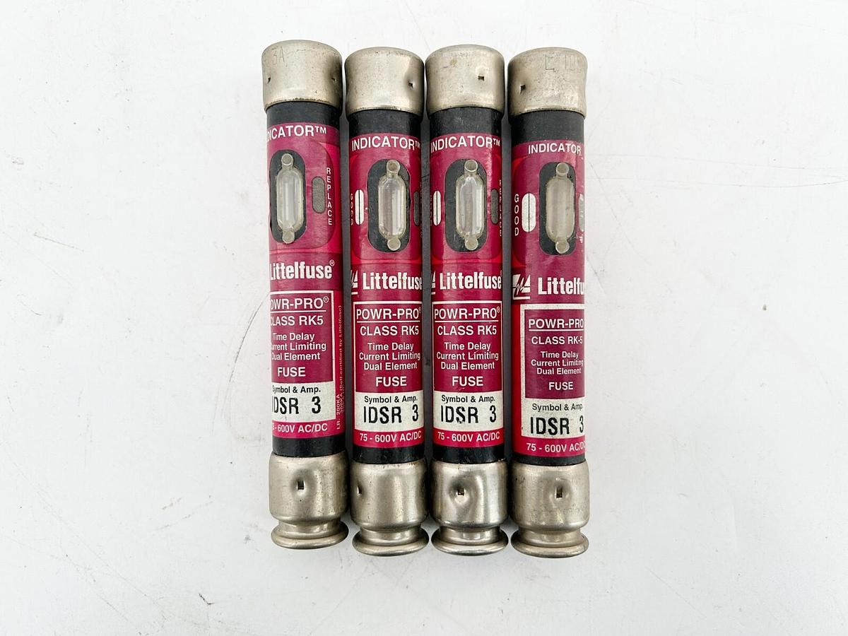 New Lot of 4 Littelfuse IDSR 3 Time Delay Fuse 75-600V AC/DC