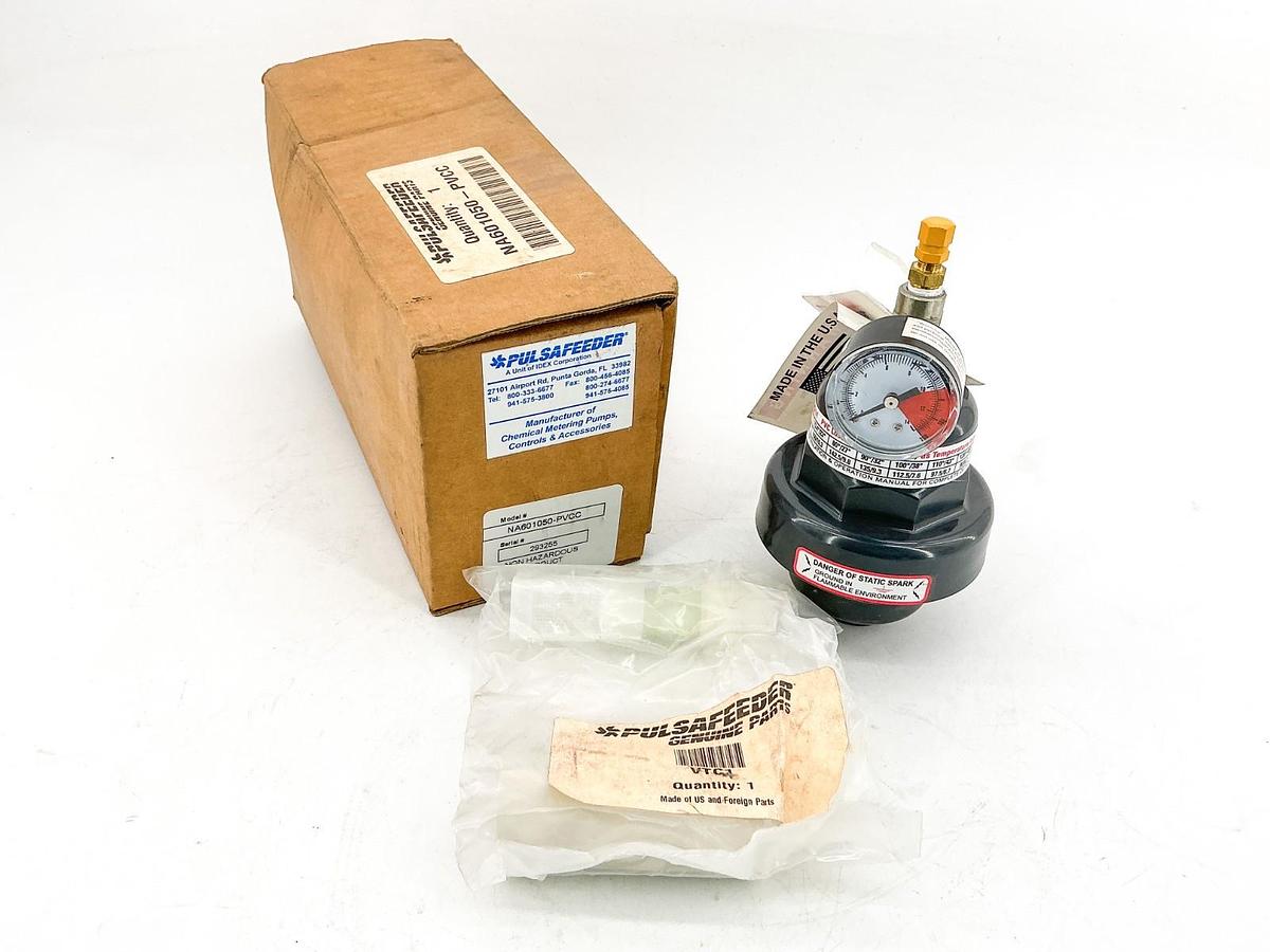 New Pulsafeeder NA601050-PVCC Pulsation Dampener 150PSI/10.3 PVC