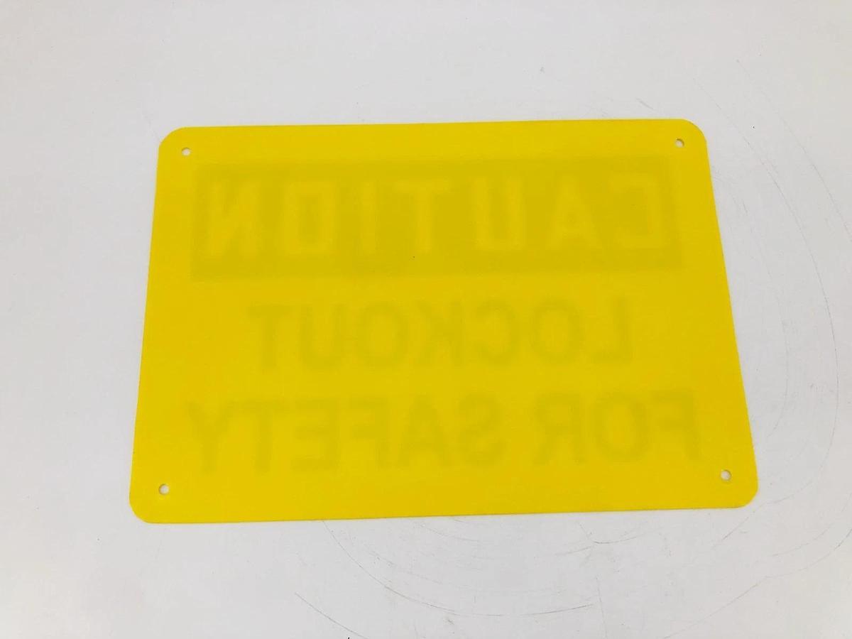Lot of 5 New Caution Lockout For Safety Signs 7" x 10" Plastic - No Box