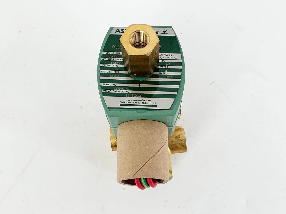 New Asco 8345G001 Solenoid Valve 100PSI 1/4" 11.6W 24VDC