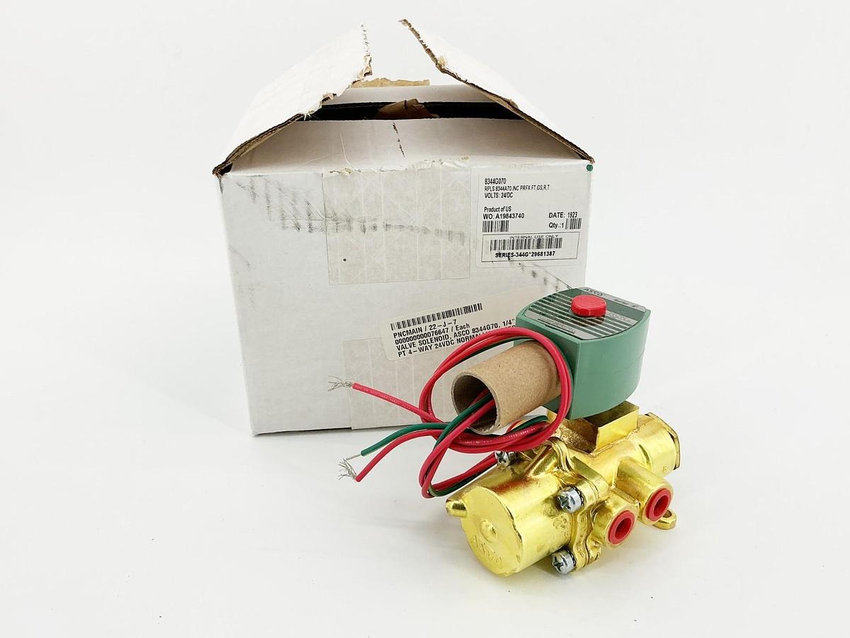 New Asco 8344G070 24VDC Solenoid Valve 10-125PSI 1/4" Pipe 11.6W