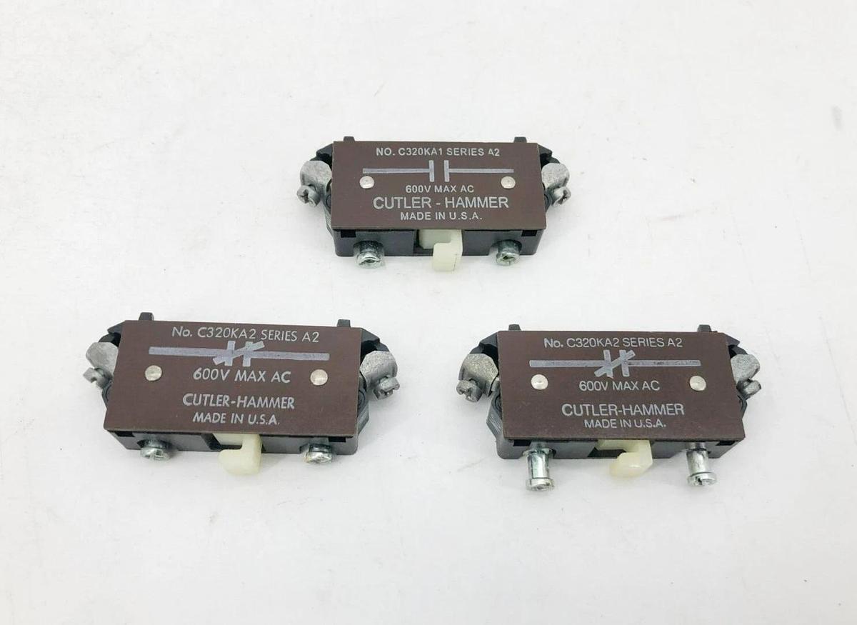 Lot of 3 New Eaton Cutler Hammer C320KA2 Auxiliary Contacts NC