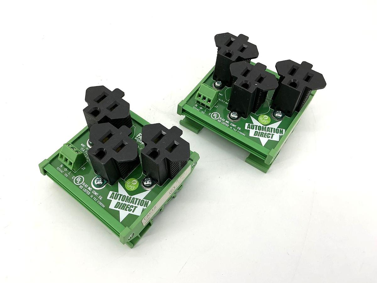 Lot of 2 New Facts Engineering FA-REC3 DIN Rail Receptacle 3-Outlet 15A 125VAC