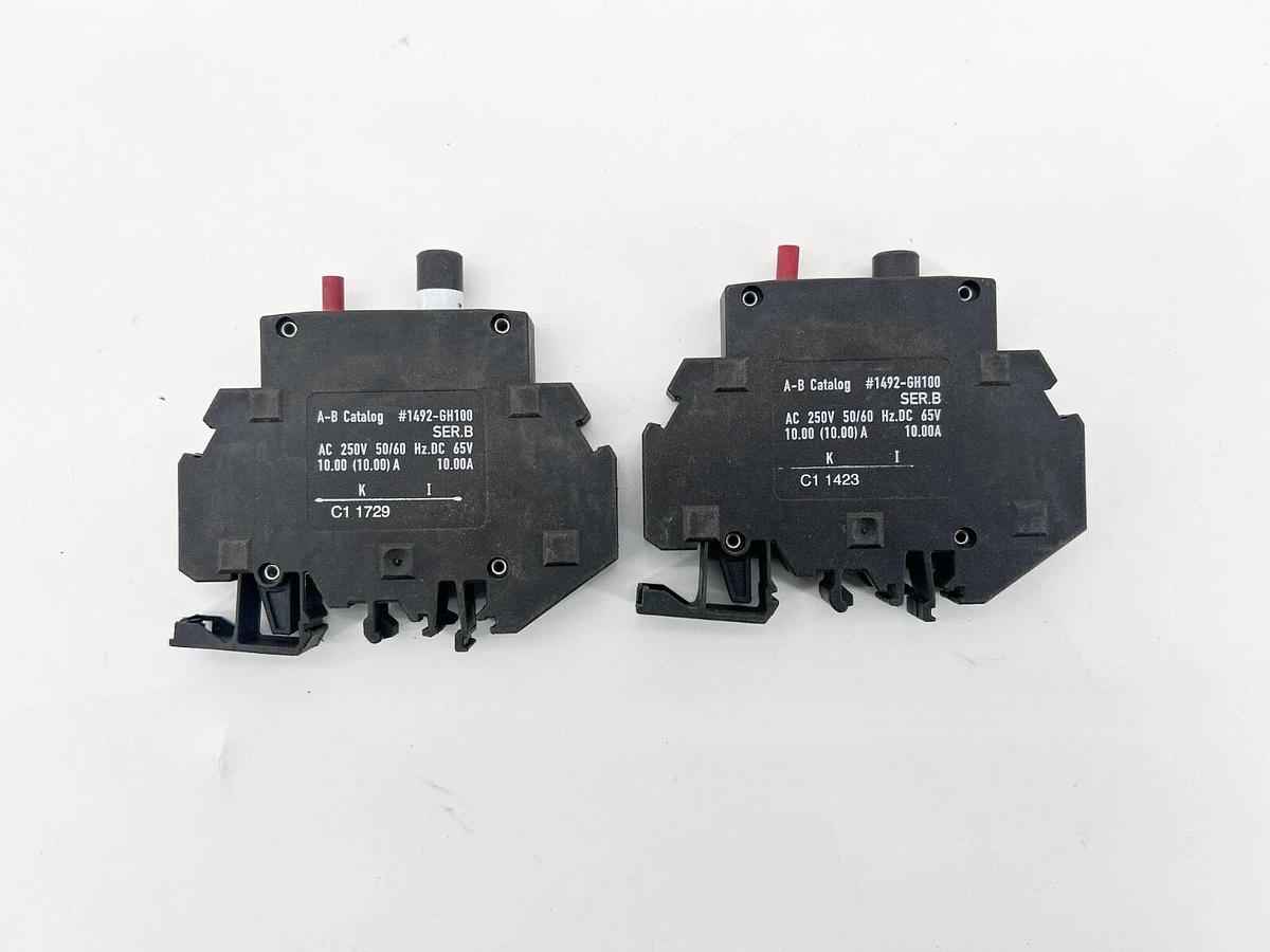 New Lot of 2 Allen Bradley 1492-GH100 Circuit Breaker 10A 1P 125V - No Box