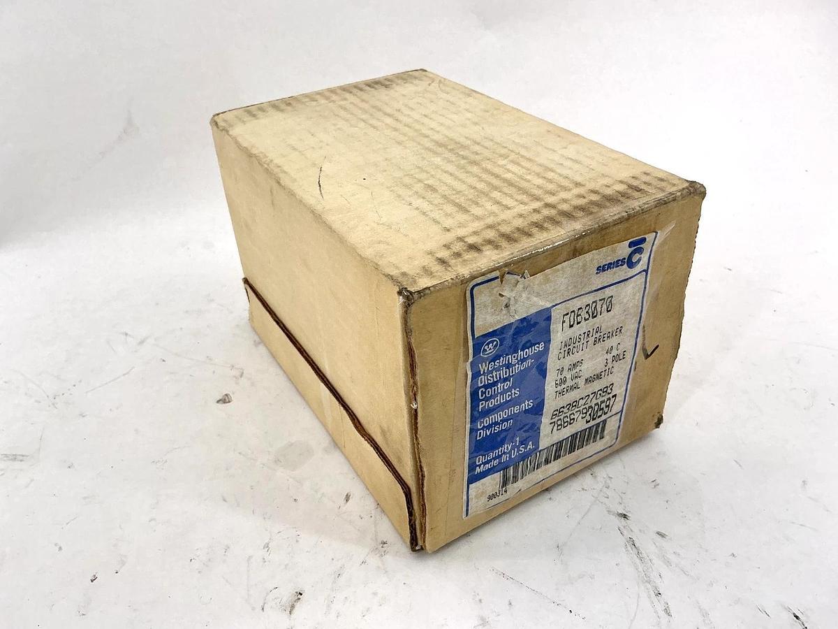 New Westinghouse FDB3070 Ser C Industrial Circuit Breaker 3-Pole 40C 70A 600V