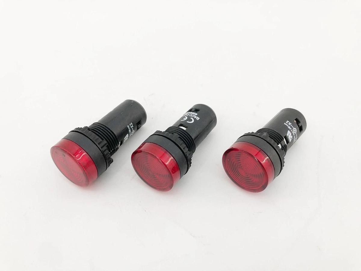 Lot of 3 New Baco Controls S20SA/SB Red Indicator Lights 120V - No Box