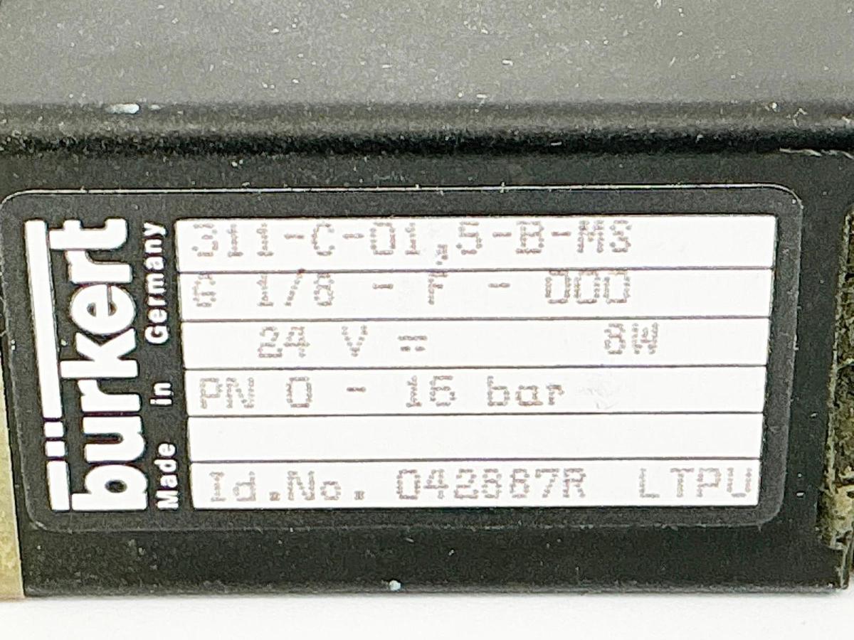 New Burkert 311-C-01.5-B-MS Solenoid Coil 24V 8W 16Bar -No Box