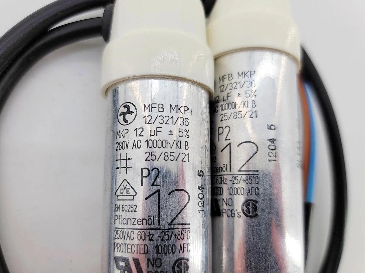 Lot of 2 New MFB MKP 12/321/36 Motor Run Capacitor 280VAC 12 uf +/- 5%