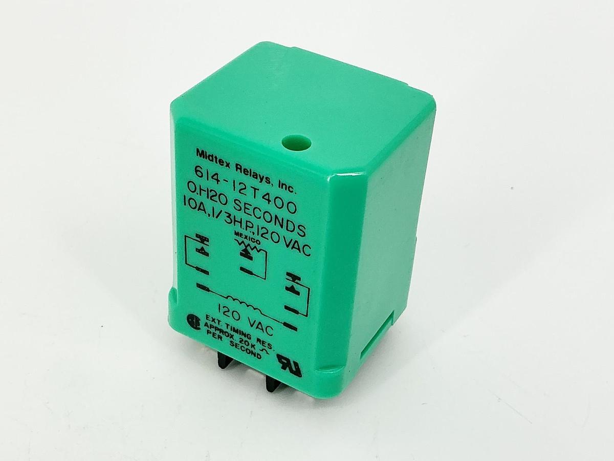 New Midtex 614-12T-400 Relay 0H20 Seconds 10A 1/3HP 120Vac - No Box