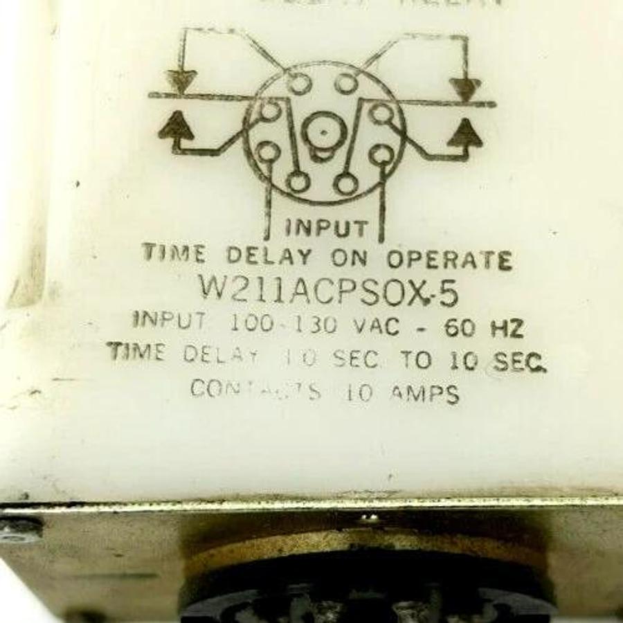 Used Magnecraft W211ACPSOX-5 Time Delay Relay, 120VAC 10A 0.1-10S