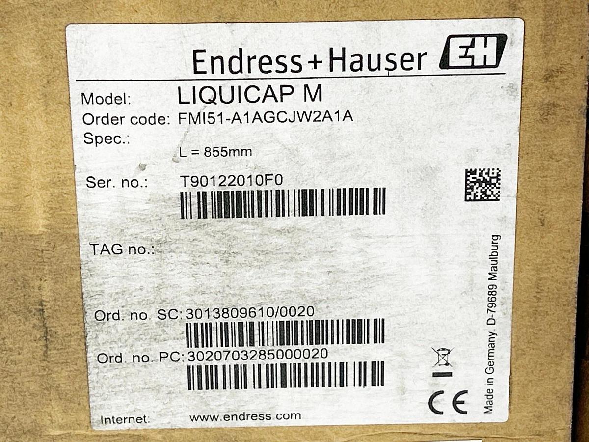 New Endress + Hauser FMI51-A1AGCJW2A1A LIQUICAP M Pneumatic Control 575MM
