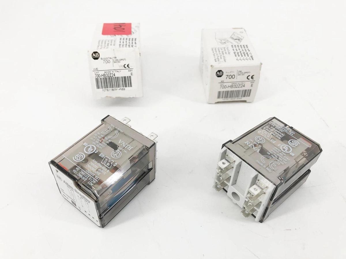 Lot of 2 New Allen Bradley 700-HB32Z24 Ser. E Relays 24VDC 15A DPDT