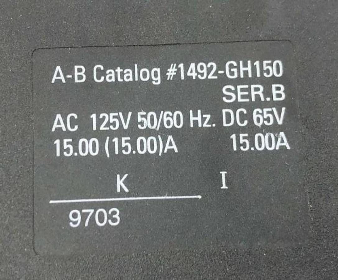 New Allen-Bradley 1492-GH150 Ser. B Circuit Breaker 15A 125VAC 65VDC - No Box
