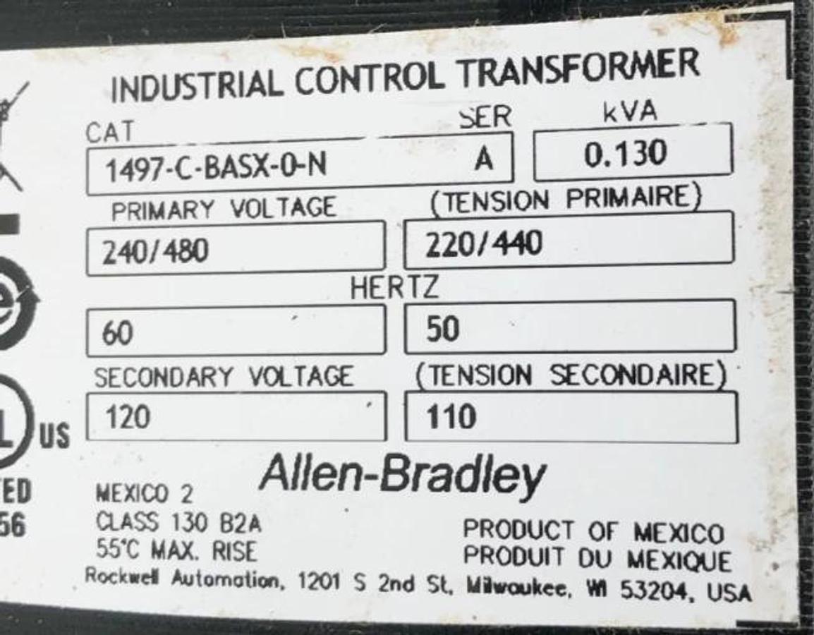 New Allen Bradley 1497-C-BASX-0-N Control Circuit Transformer 130VA - No Box