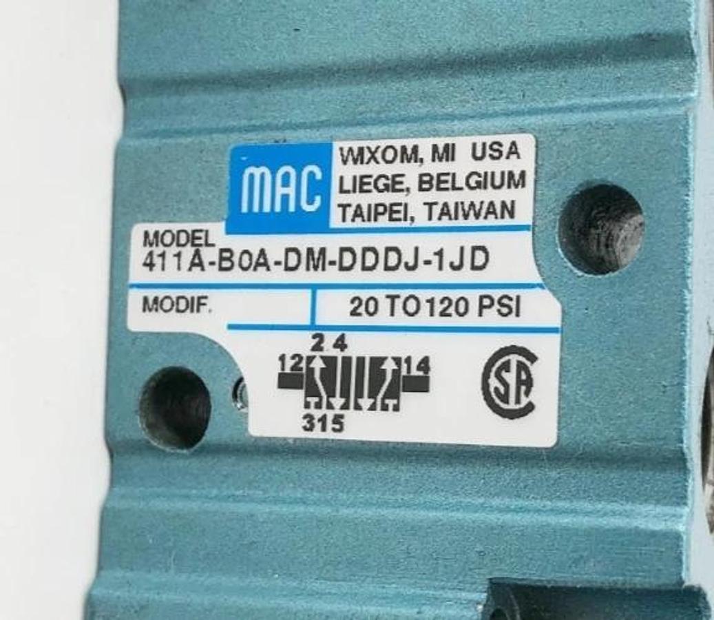 New MAC Valves 411A-B0A-DM-DDDJ-1JD Solenoid Valve 24VDC 7.3W 2-120psi