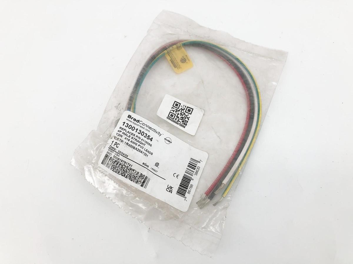 New Brad Connectivity 1300130354 Receptacle 41103SS 4P Male Straight 12"